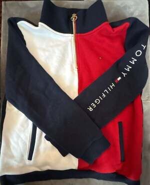Tommy Hilfiger Colorblock Quarter-Zip Fleece Pullover Size Large